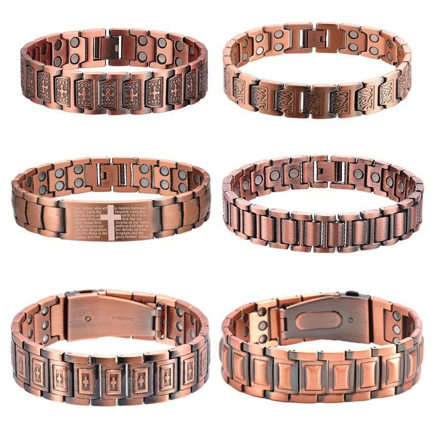 Fashionable Retro Style Cross-shaped Full Magnetic Copper Bracelet, Dark Ghost Magnetic Stone Bracelet, Halloween/Christmas Jewe