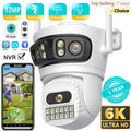 BESDER 6K 12MP HD Three Screen WIFI IP Camera Outdoor Three Lens Ai Human Detection Waterproof CCTV Video Security Camera iCsee
