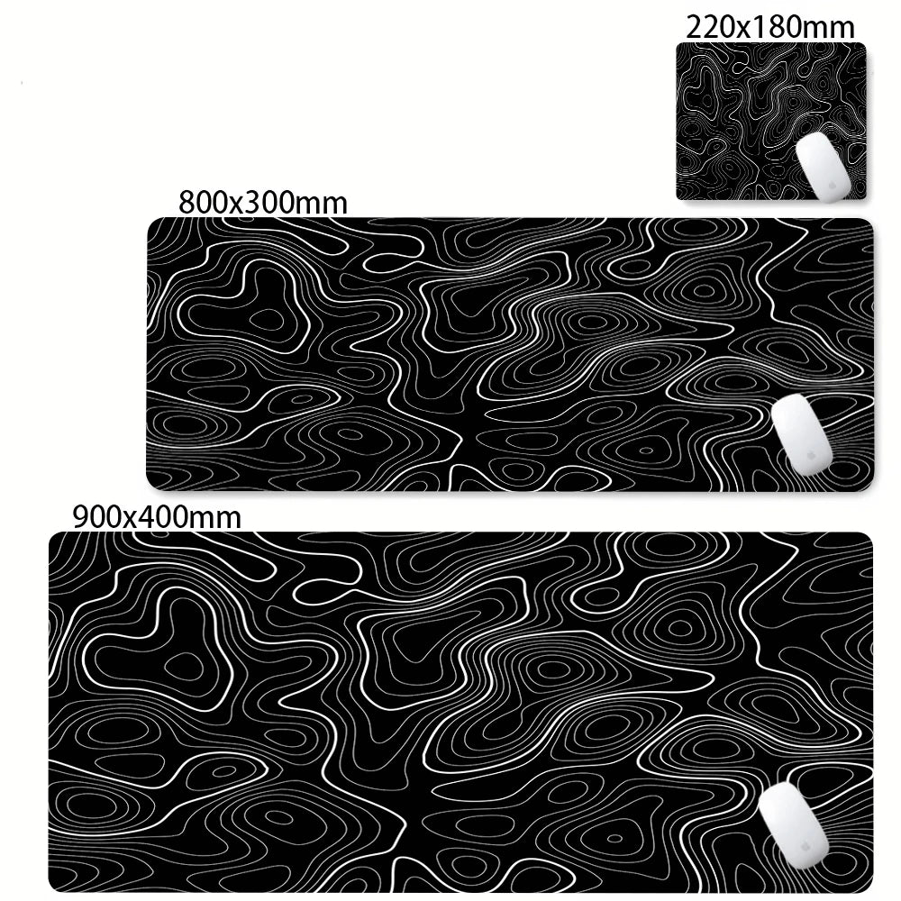 CIFBUY Large Gaming Mouse Pad Black White Strata Abstract Design Non-Slip Office Desk Mat Lock Stitched Edge for Computer Keyboa