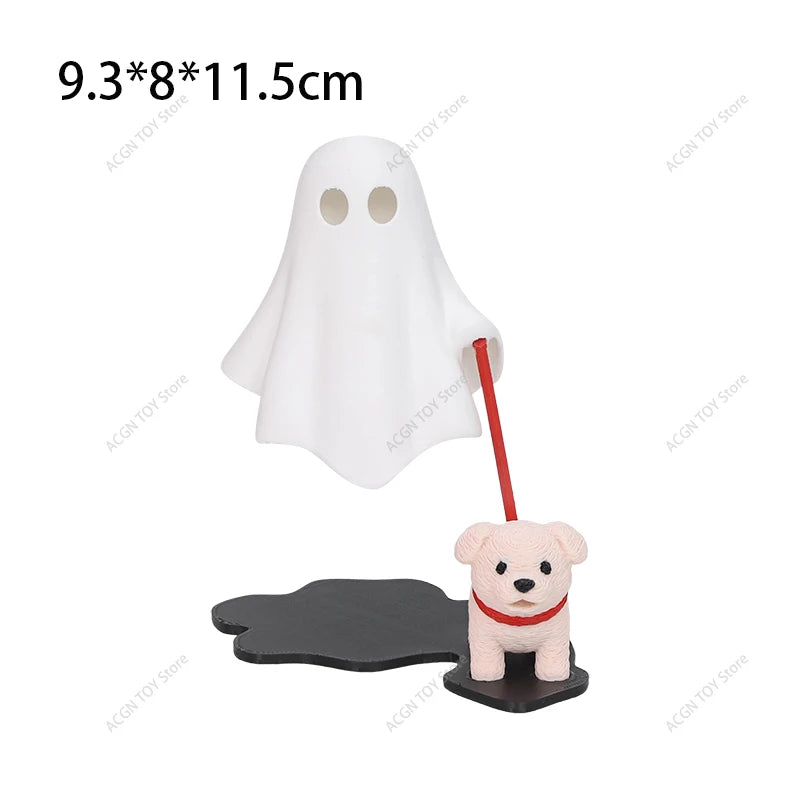 3D Printed Ghost Walking Dog Night Light LED Warm Lamp Halloween Desktop Cute Ghost Puppy Statue Bedroom Decor Gift