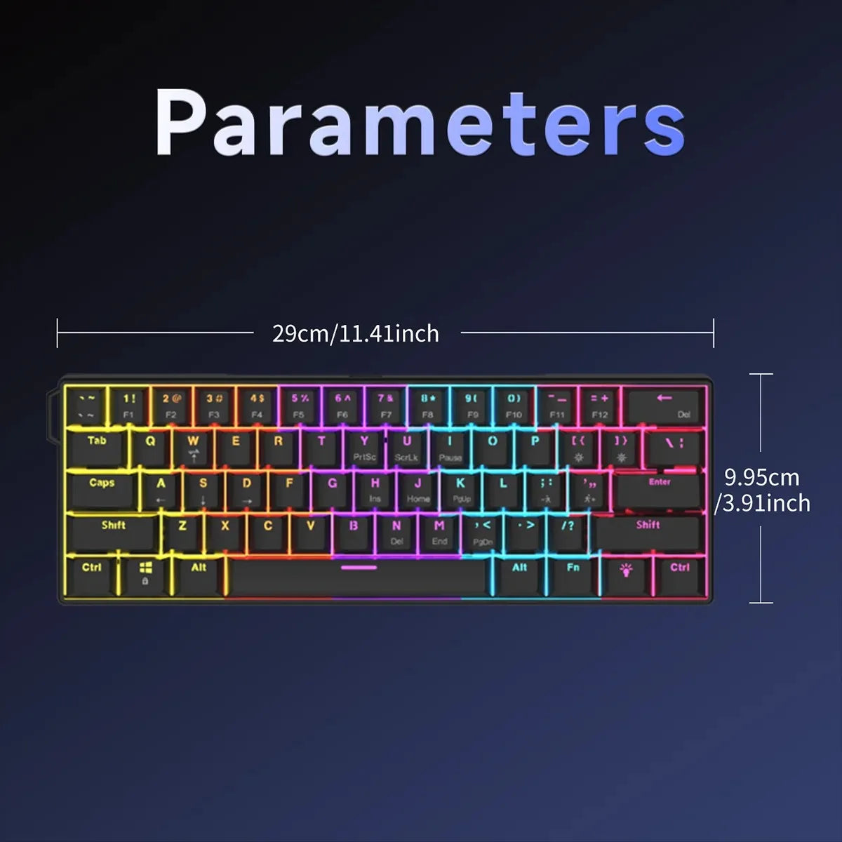 AJAZZ NK61 Wired Mechanical Keyboard 61 Keys 60% Compact  Hot Swappable Red Switch RGB Backlit Portable for Gaming Laptop Gamer