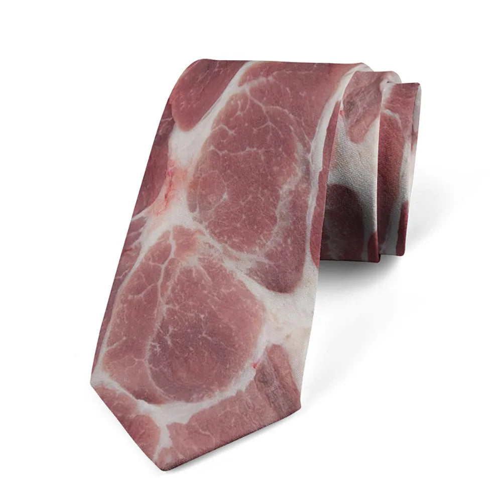 8cm Unisex meat style design tie fashion hot food printing men's tie fun wedding party Halloween shirt accessories