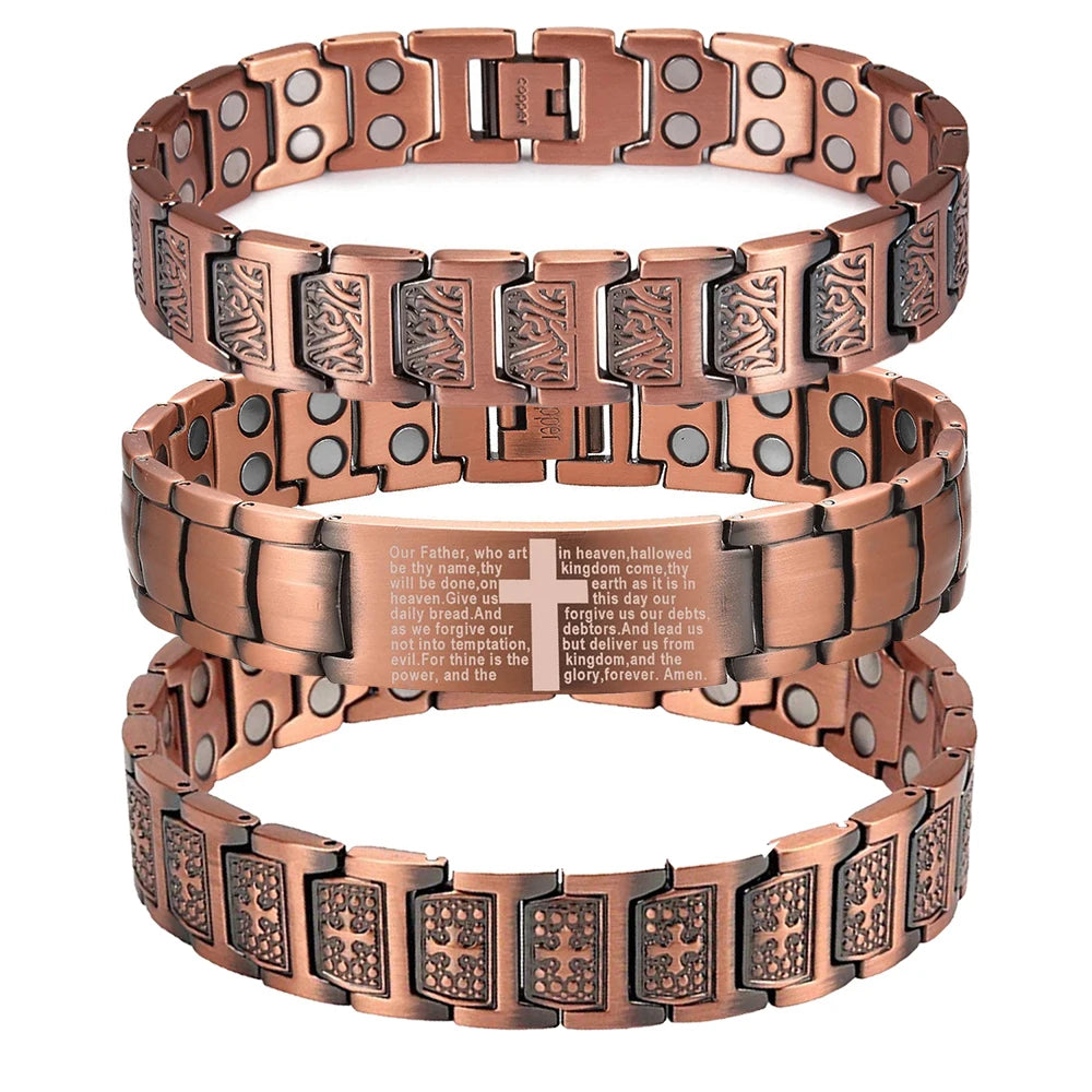 Fashionable Retro Style Cross-shaped Full Magnetic Copper Bracelet, Dark Ghost Magnetic Stone Bracelet, Halloween/Christmas Jewe