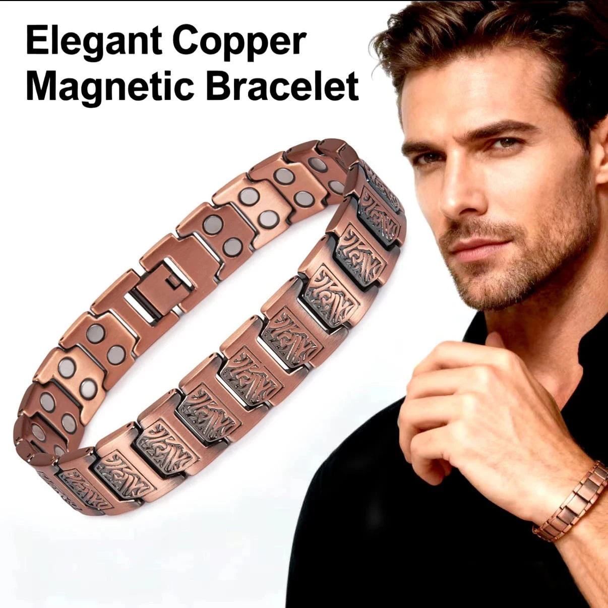 Fashionable Retro Style Cross-shaped Full Magnetic Copper Bracelet, Dark Ghost Magnetic Stone Bracelet, Halloween/Christmas Jewe