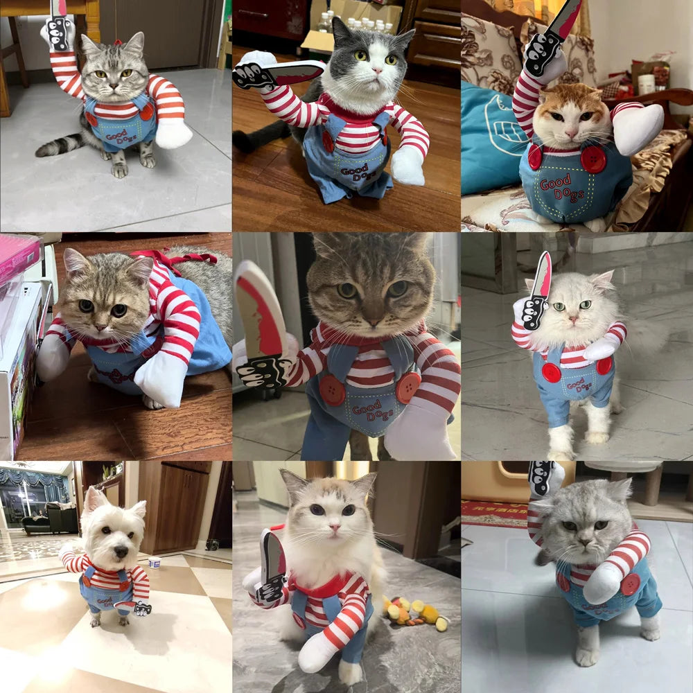 Halloween Funny Dog Clothes for Small Medium Dogs Cats Party Dressed Up Cosplay Costumes Bulldog French Chihuahua Pet Outfits