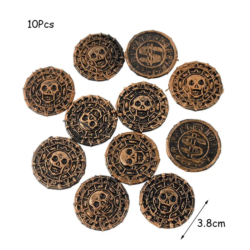 Pirate Theme Party Decoration Pirate Hat Pistol  Eye Patch Telescope Compass Treasure Toys For Kids Gift Halloween Cosplay Prop