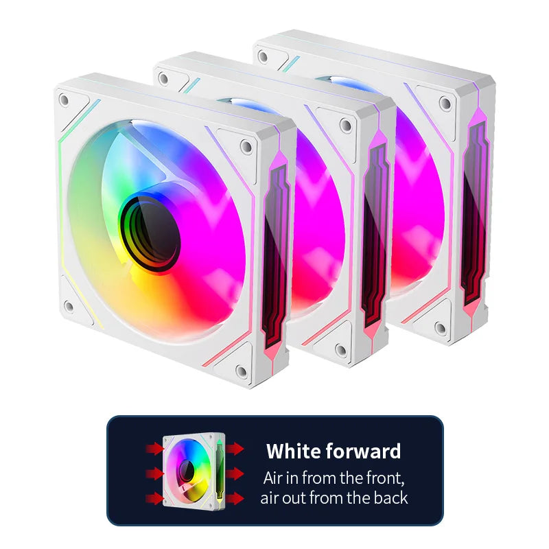 TEUCER LJ-4Pro Computer Case Fan ARGB Mirror Cycle 120mm 4Pin PWM PC Quiet Cooling Fan Low Noise Chassis Fan