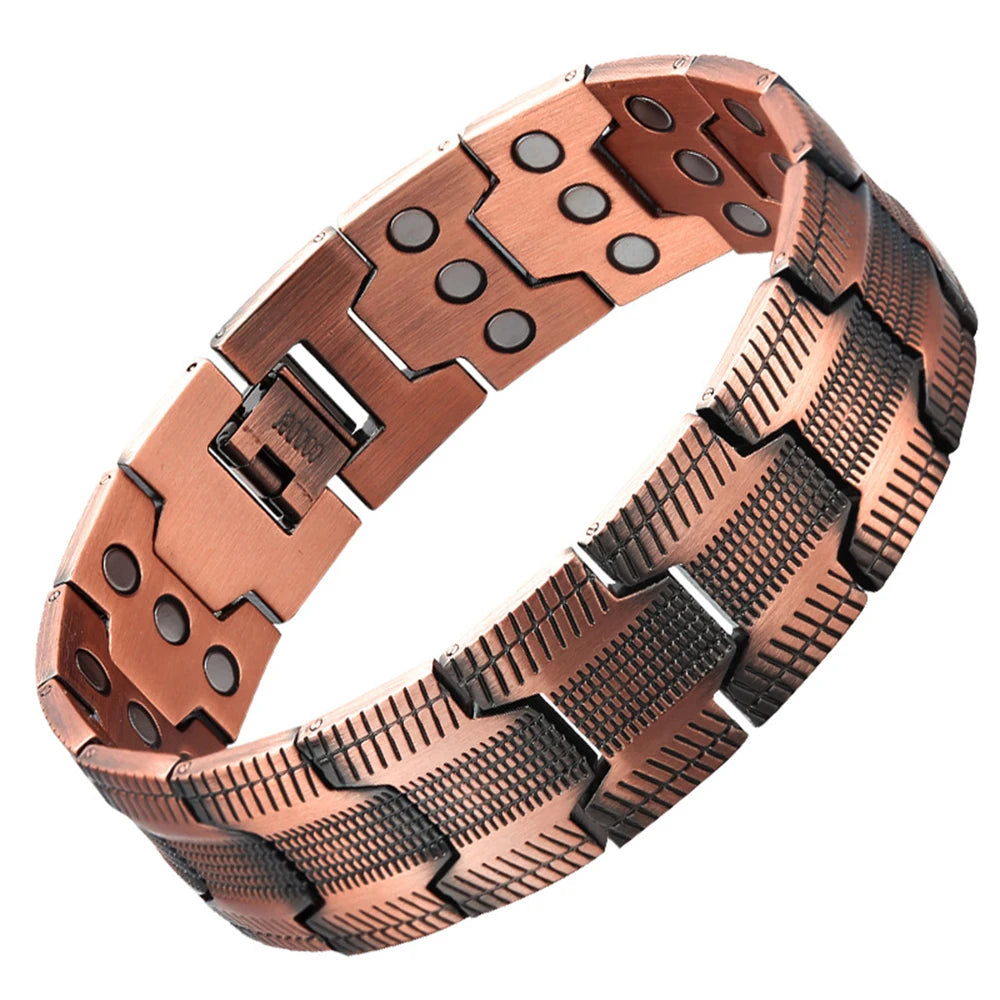Fashionable Retro Style Cross-shaped Full Magnetic Copper Bracelet, Dark Ghost Magnetic Stone Bracelet, Halloween/Christmas Jewe