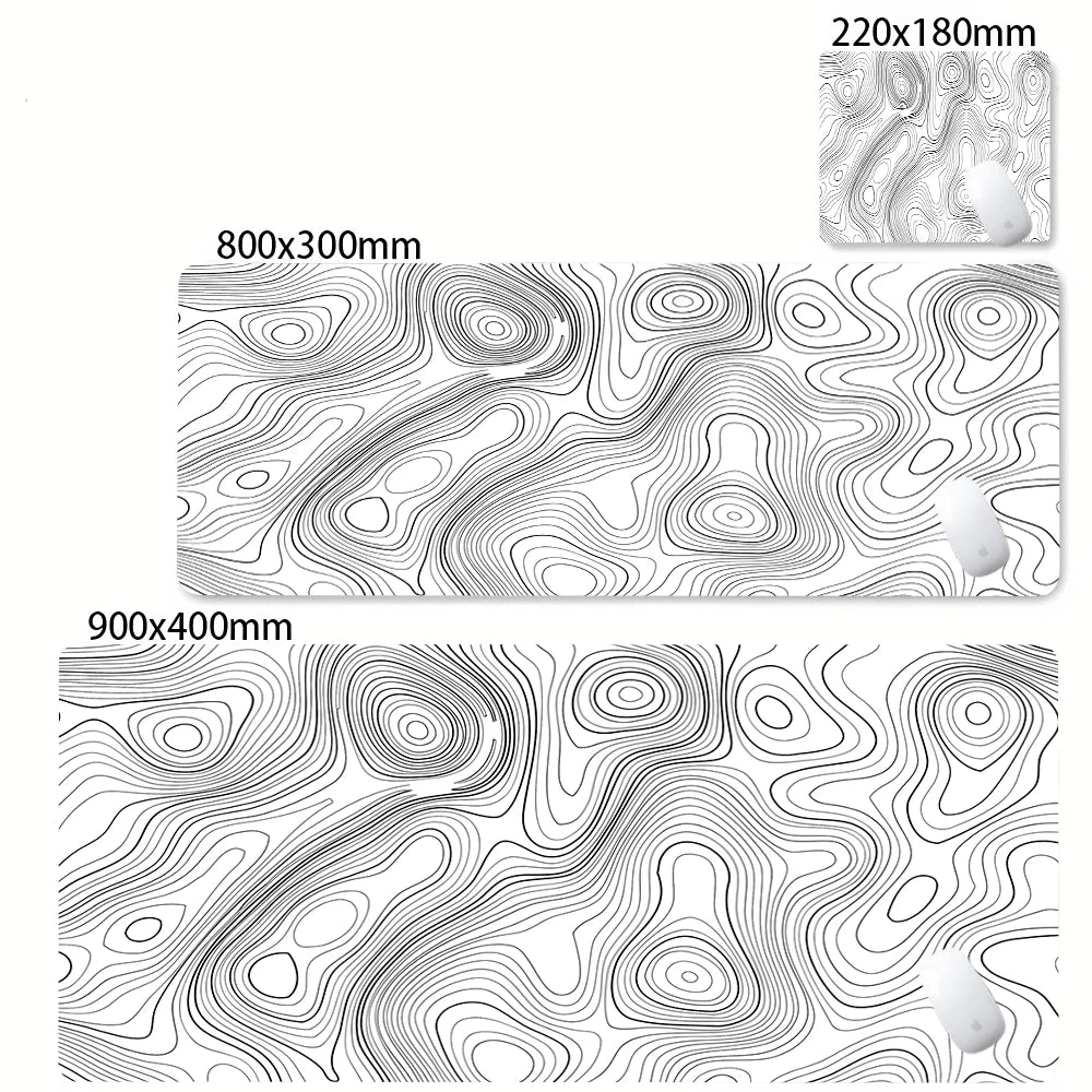 CIFBUY Large Gaming Mouse Pad Black White Strata Abstract Design Non-Slip Office Desk Mat Lock Stitched Edge for Computer Keyboa