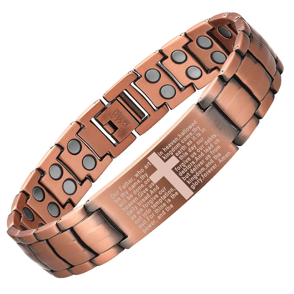 Fashionable Retro Style Cross-shaped Full Magnetic Copper Bracelet, Dark Ghost Magnetic Stone Bracelet, Halloween/Christmas Jewe