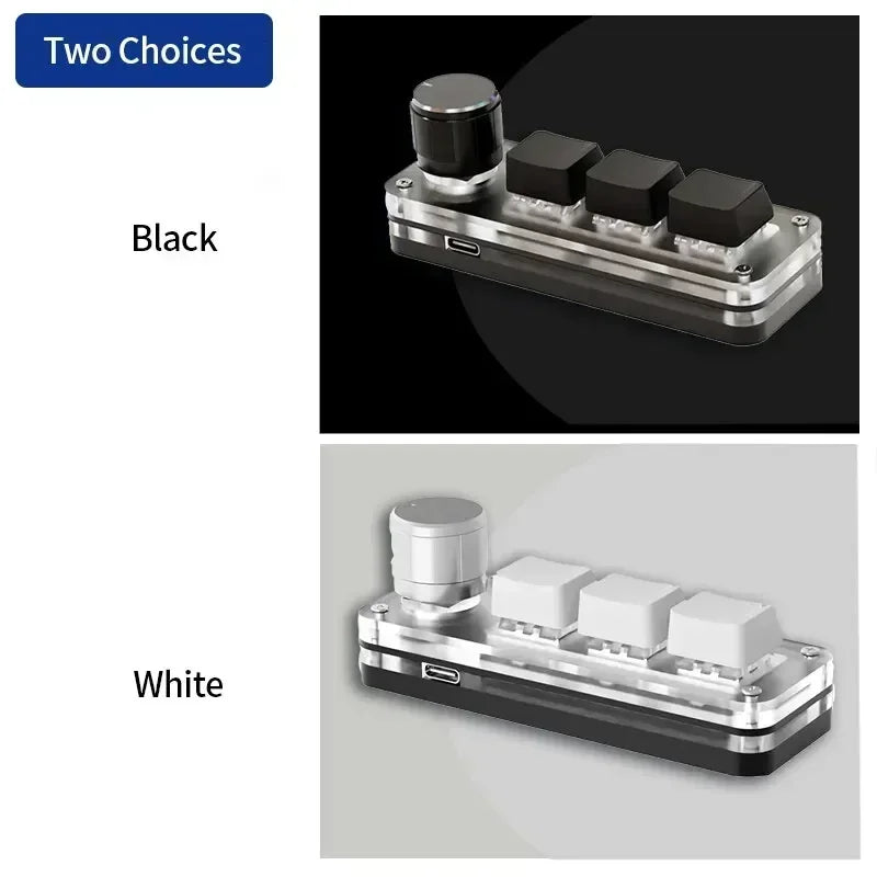 USB Mechanical Keyboard for Photoshop 3 Keys 1 Knob RGB Programming Macro Gaming Custom Programming Knob Keypads Mini Keyboard