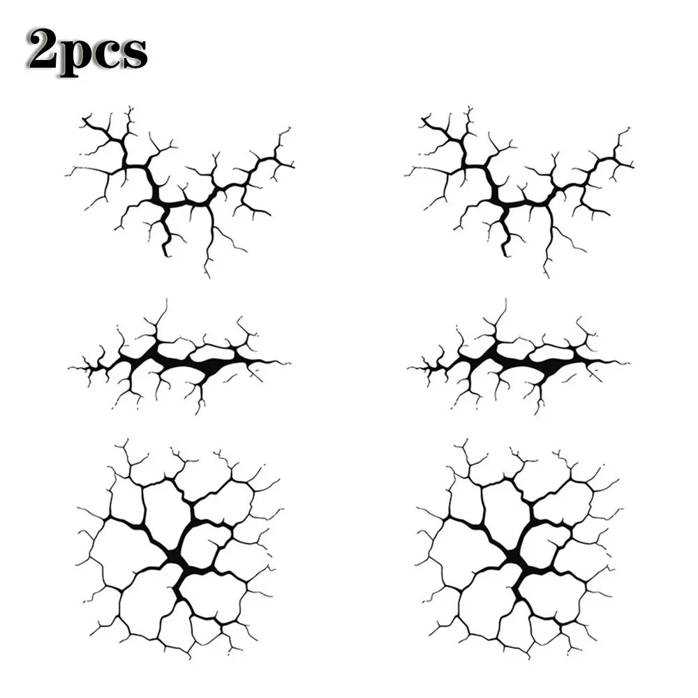2pcs Halloween Black Crack Waterproof Temporary Tattoo Sticker Horror Broken Vein Body Art Arm Fake Tattoos Sleeve Women Men