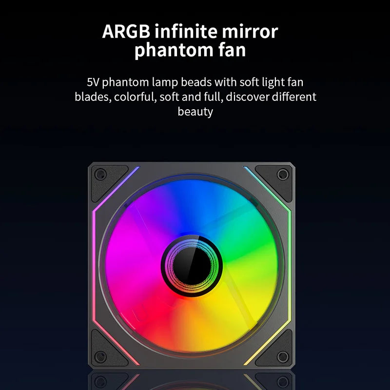 TEUCER LJ-4Pro Computer Case Fan ARGB Mirror Cycle 120mm 4Pin PWM PC Quiet Cooling Fan Low Noise Chassis Fan