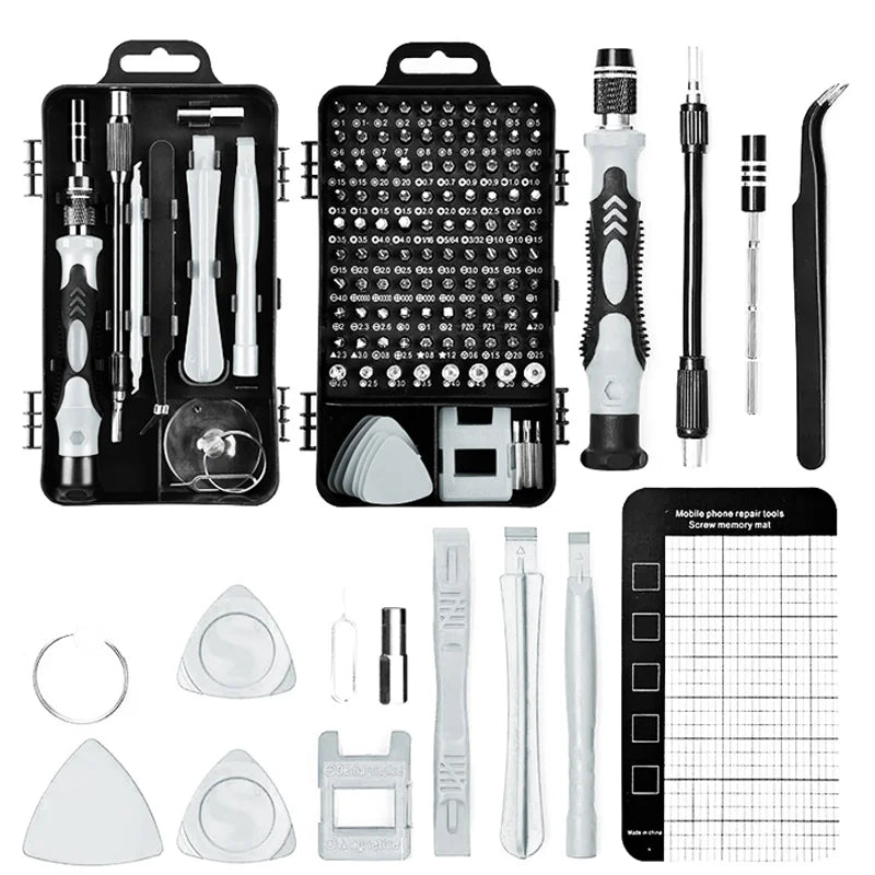 Iruibo 115 in 1 Screwdriver Set: Multifunction with Various Nozzles, Ideal for Repairing Cell Phones, Consoles and Electronics