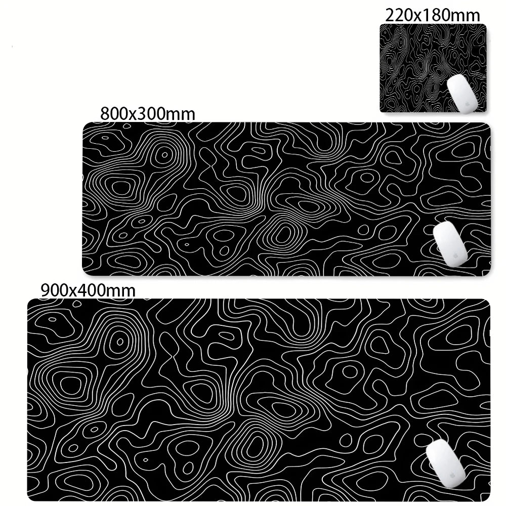 CIFBUY Large Gaming Mouse Pad Black White Strata Abstract Design Non-Slip Office Desk Mat Lock Stitched Edge for Computer Keyboa