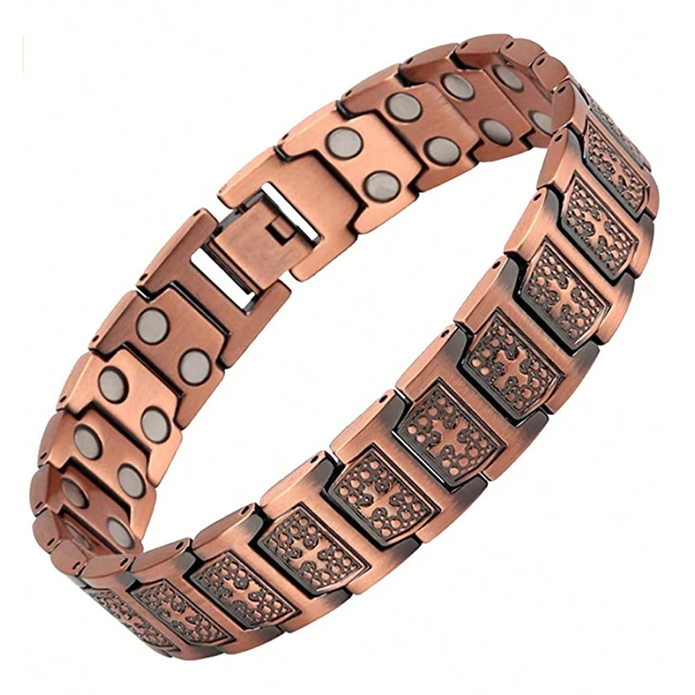 Fashionable Retro Style Cross-shaped Full Magnetic Copper Bracelet, Dark Ghost Magnetic Stone Bracelet, Halloween/Christmas Jewe