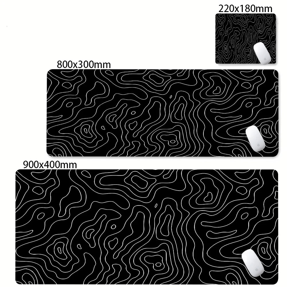 CIFBUY Large Gaming Mouse Pad Black White Strata Abstract Design Non-Slip Office Desk Mat Lock Stitched Edge for Computer Keyboa