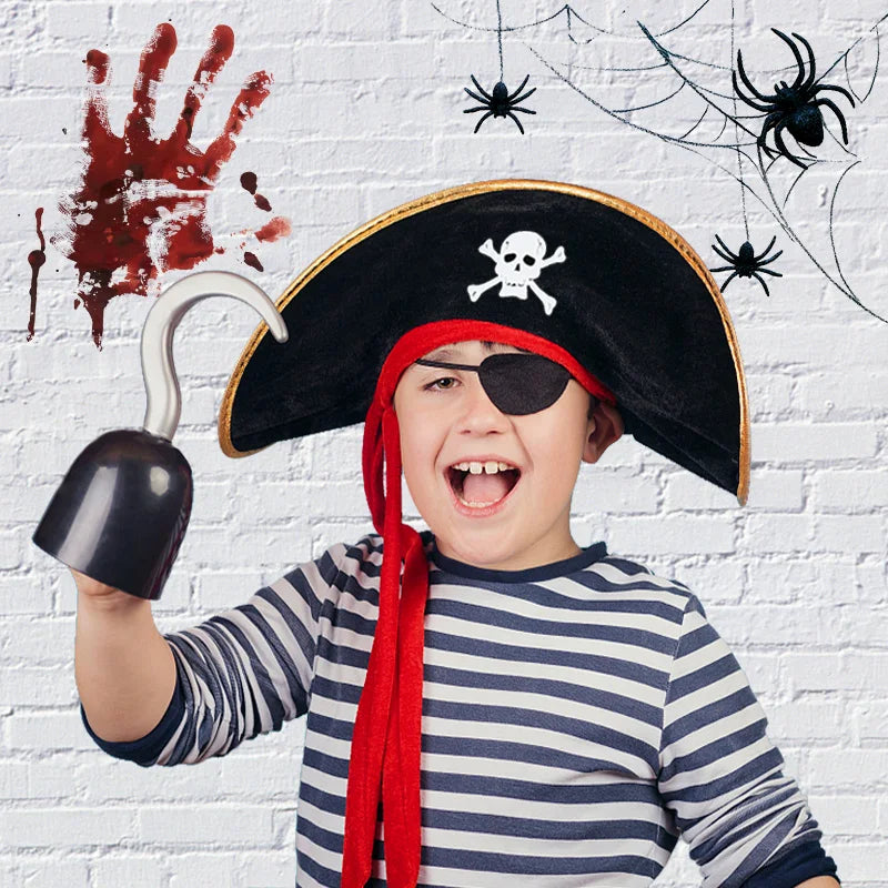 Pirate Theme Party Decoration Pirate Hat Pistol  Eye Patch Telescope Compass Treasure Toys For Kids Gift Halloween Cosplay Prop