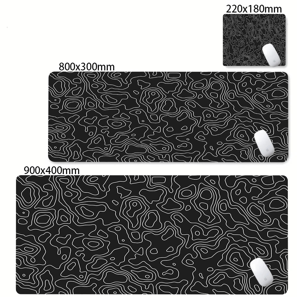 CIFBUY Large Gaming Mouse Pad Black White Strata Abstract Design Non-Slip Office Desk Mat Lock Stitched Edge for Computer Keyboa