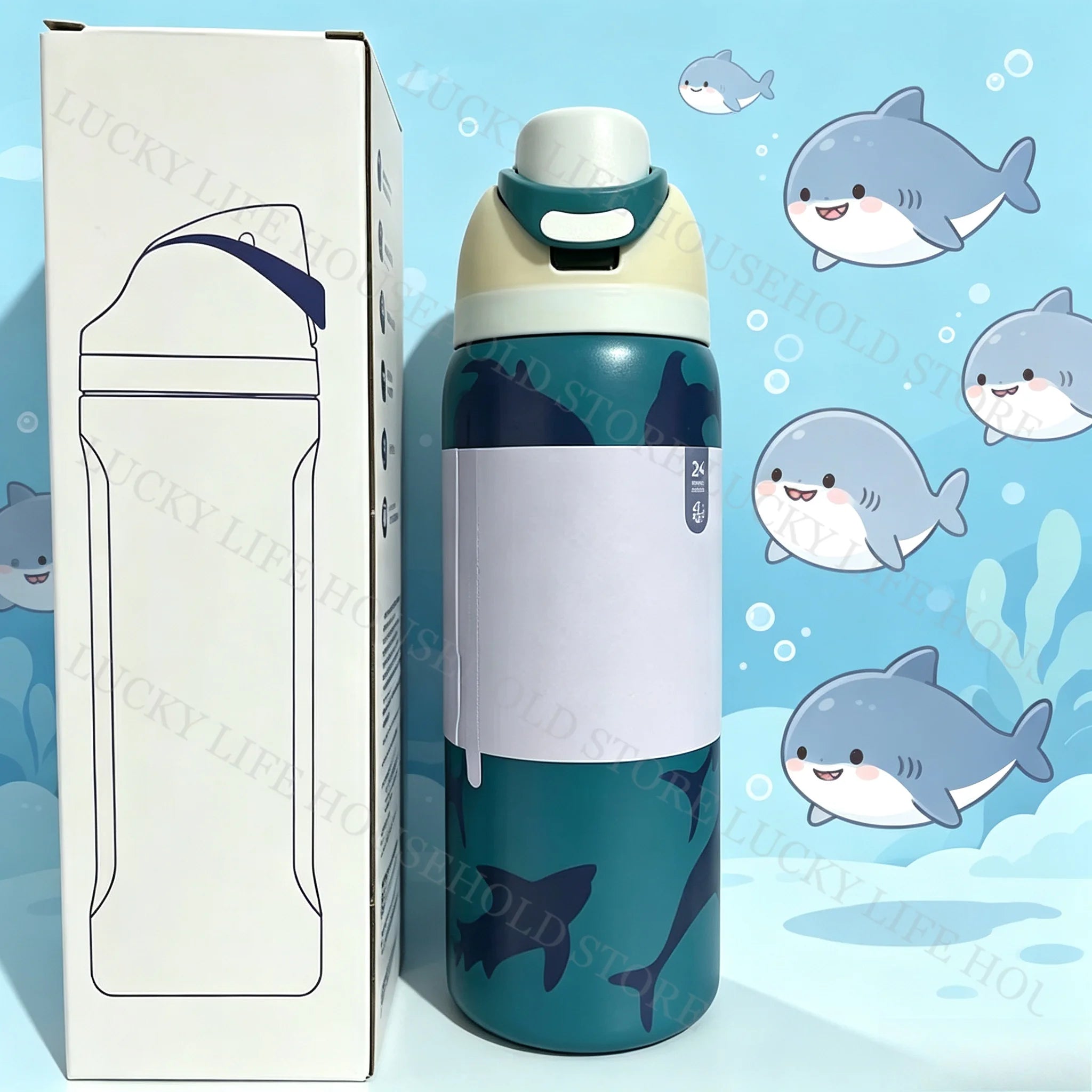 Cute Cat Pattern Thermal Cup Animal Color Water Bottle Stainless Steel Car Vacuum Flasks Sports Bottles Halloween Christmas Gift