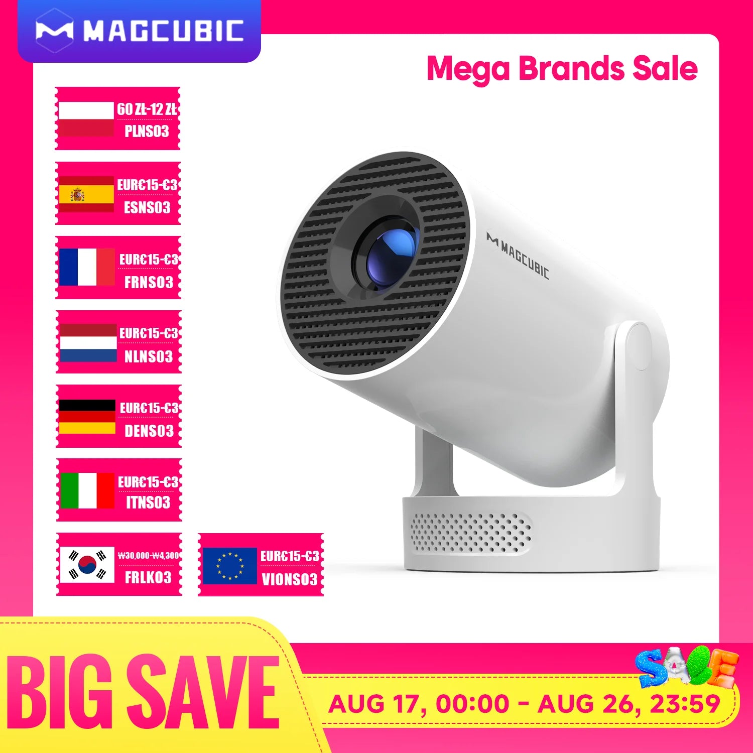 Magcubic 8K Wifi6 Projector 290ANSI Android 14 Dual WIFI Allwinner H726 BT5.0 1280*720P Home Cinema Outdoor Portable HY300 Pro +