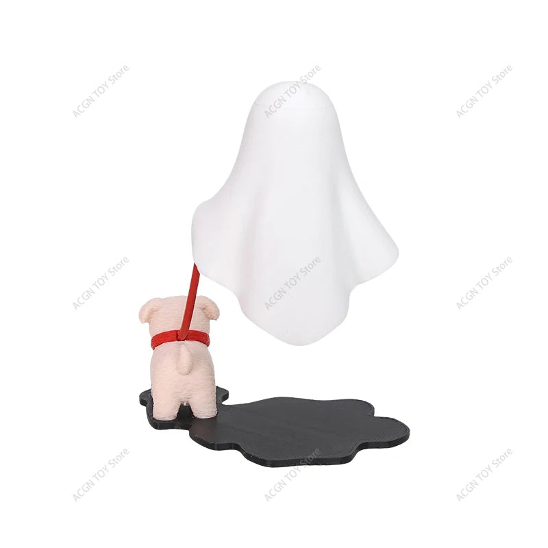 3D Printed Ghost Walking Dog Night Light LED Warm Lamp Halloween Desktop Cute Ghost Puppy Statue Bedroom Decor Gift