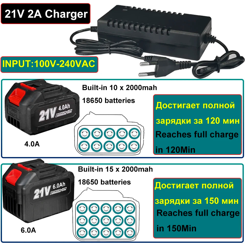 21V Brushless Electric Drill Powerful  320N.M 13mm Impact Cordless Drill Drillable Ice Power Tool  For Ice Fishing