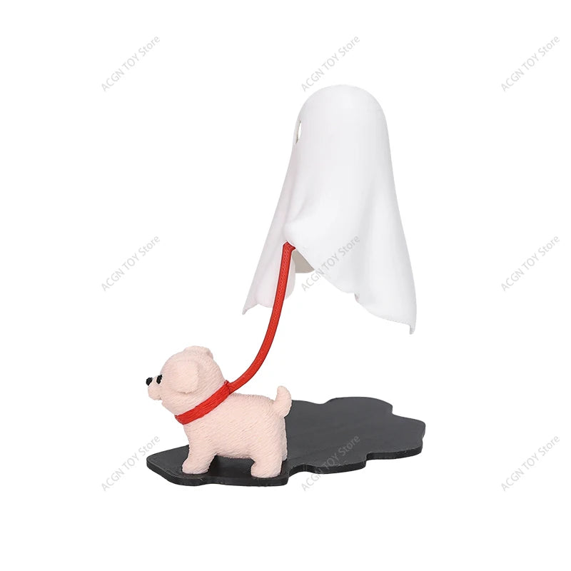 3D Printed Ghost Walking Dog Night Light LED Warm Lamp Halloween Desktop Cute Ghost Puppy Statue Bedroom Decor Gift