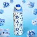 Cute Cat Pattern Thermal Cup Animal Color Water Bottle Stainless Steel Car Vacuum Flasks Sports Bottles Halloween Christmas Gift