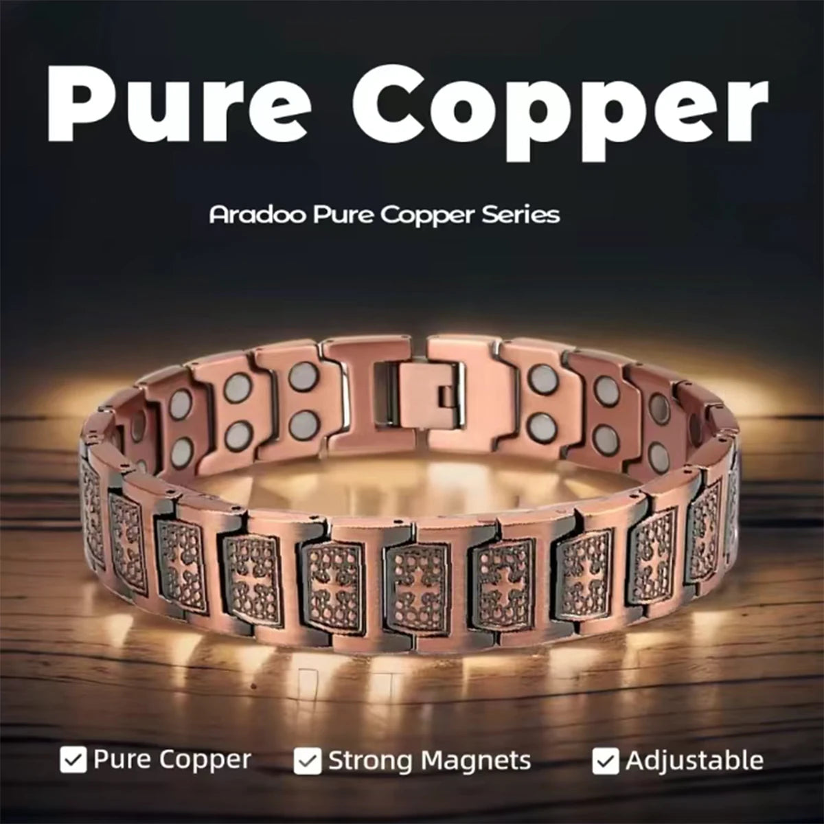 Fashionable Retro Style Cross-shaped Full Magnetic Copper Bracelet, Dark Ghost Magnetic Stone Bracelet, Halloween/Christmas Jewe