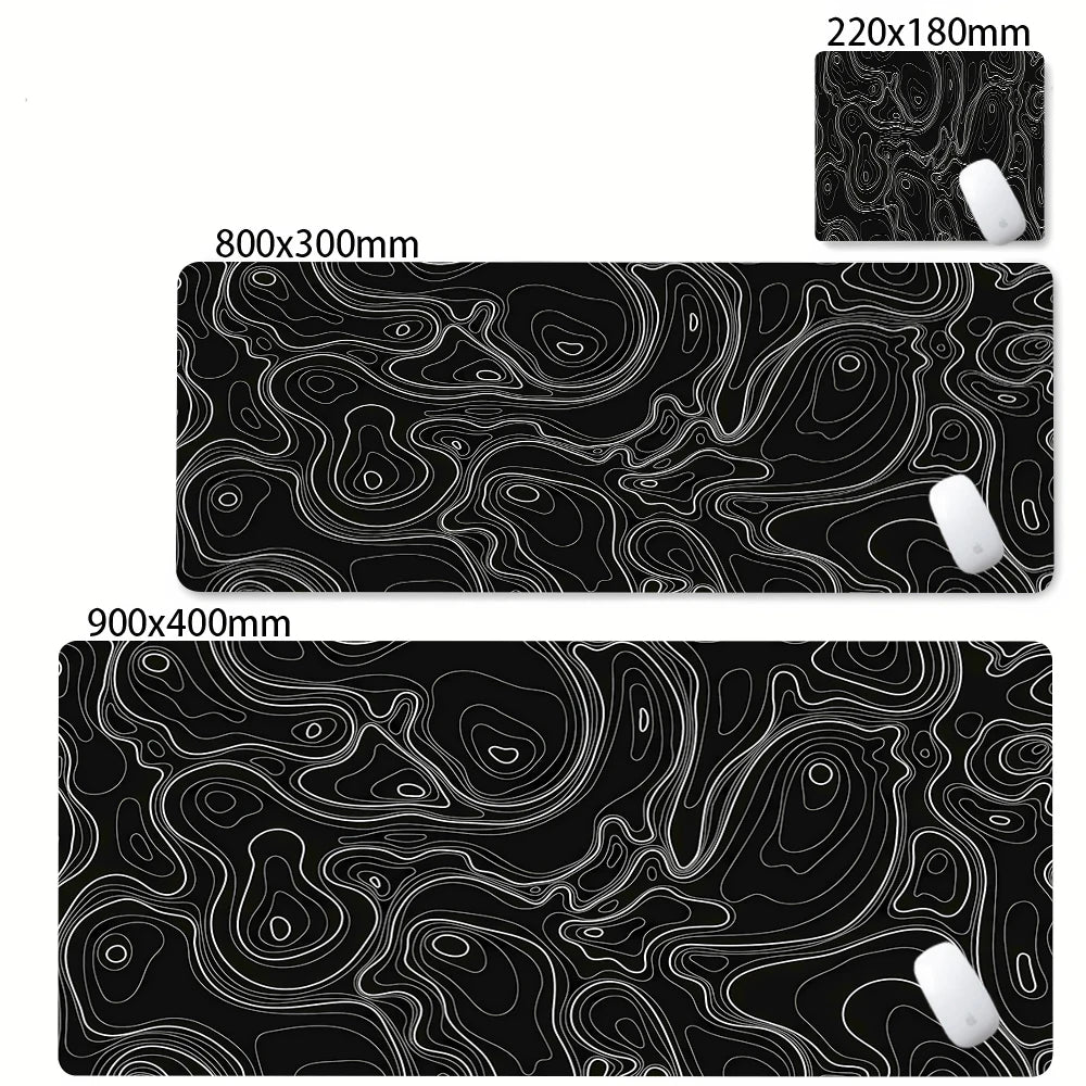 CIFBUY Large Gaming Mouse Pad Black White Strata Abstract Design Non-Slip Office Desk Mat Lock Stitched Edge for Computer Keyboa