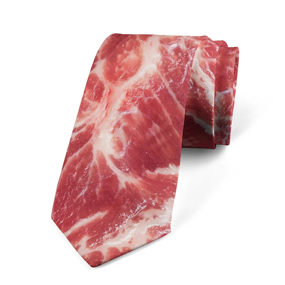 8cm Unisex meat style design tie fashion hot food printing men's tie fun wedding party Halloween shirt accessories