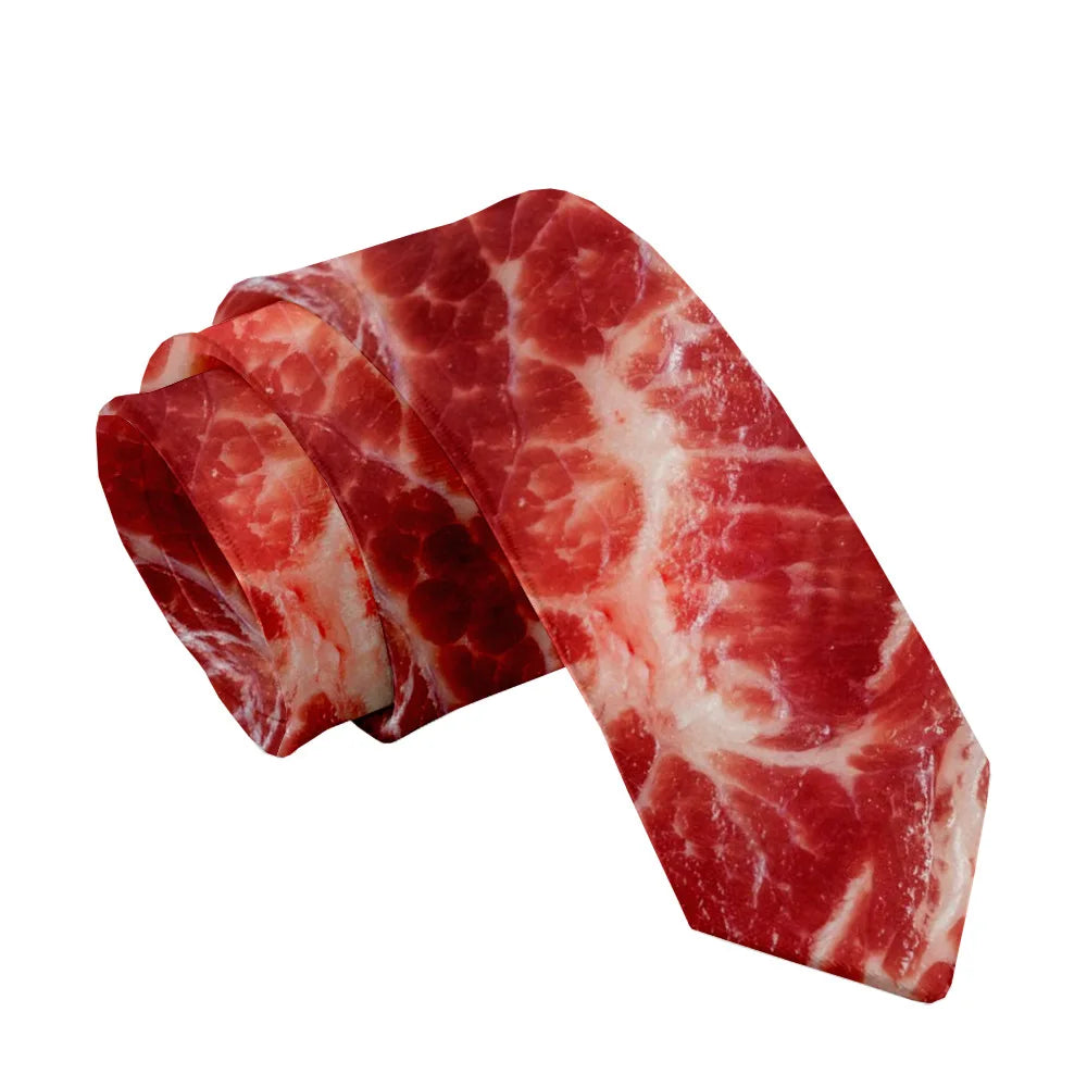 8cm Unisex meat style design tie fashion hot food printing men's tie fun wedding party Halloween shirt accessories
