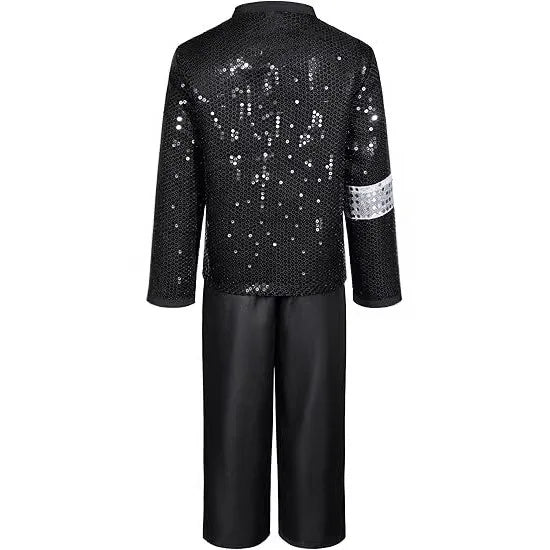 Kids Boys Michael Jackson Inspired Costume Set with Full Accessories for Dance Performance and Halloween Party