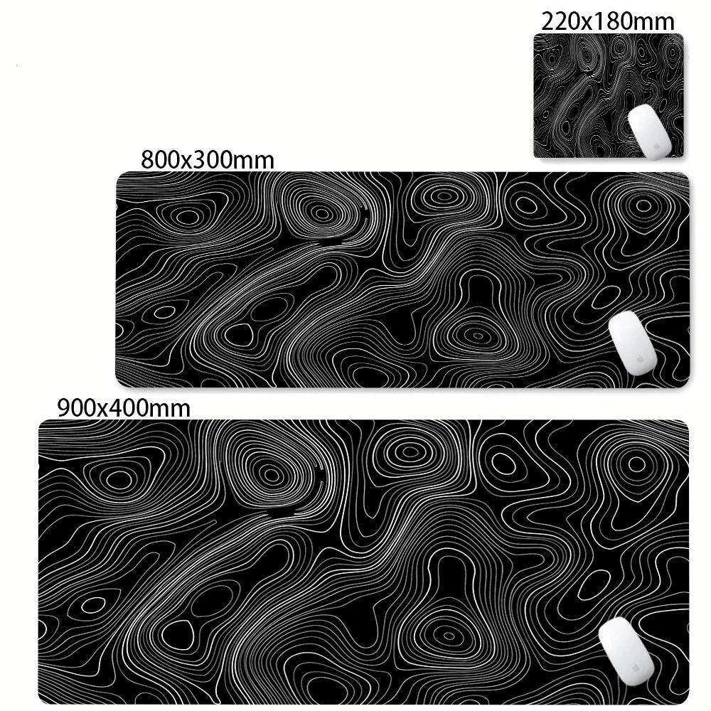 CIFBUY Large Gaming Mouse Pad Black White Strata Abstract Design Non-Slip Office Desk Mat Lock Stitched Edge for Computer Keyboa